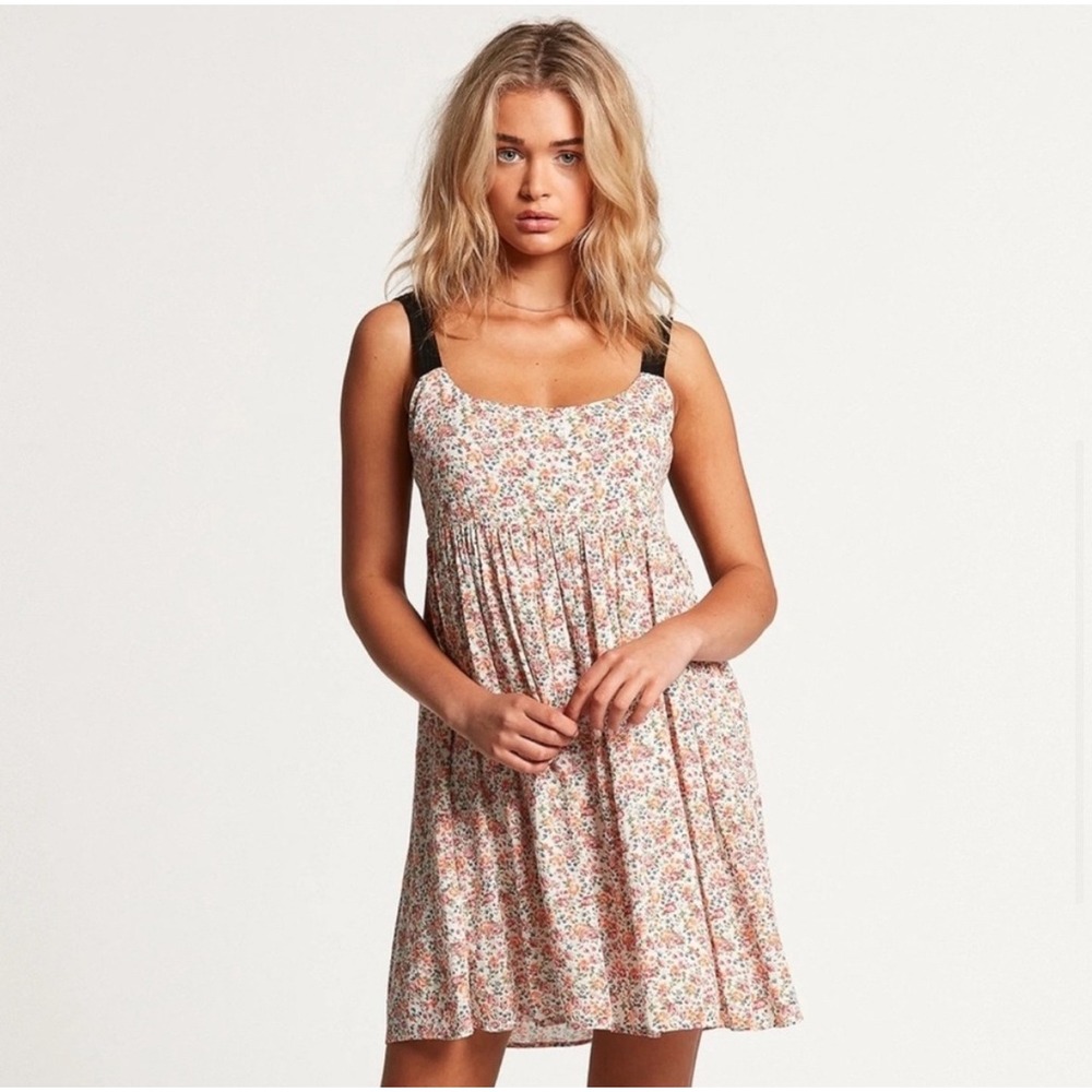 Volcom Some Thyme Floral Babydoll Mini Dress Womens XS‎ Beach Casual Summer Vaca